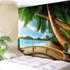 Arazzi Foresties Forestiello Sea Coconut Tree Wall Beach Hanging Beach 3D Stampato grande Boho Hippie Home Decor