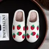 Slippers Women Strawberry Pattern Embroidered Cute Plush Lined Slip On Shoes Warm & Comfortable Indoor