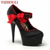 Dance Shoes Model T Stage Walking Show Single Shoe Sardine Bowknot Decoration Thick Bottom Shallow