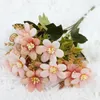 Dekorativa blommor vintage rosa siden tusensköna blommor bukett för hemrumsdekoration bröllop julkrans tillbehör hantverk konstgjorda