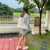 Shoulder Bags 2024 Korea Summer Casual Canvas Handbag Ins Fashion Women's Solid Multi-pocket Large Capacity Shopping Tote