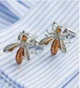 Wiary nowa szkliwa pszczoła linki mankietowe mankiety francuskie spinki do mankietów kreatywne mosiężne gemelos 3963536743