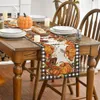 13x72 inch Thanksgiving Pumpkin Table Flag Autumn Harvest Festival Linen Tablecloth for Home Party Table Decoration