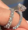 Kokteyl lüks mücevher çifti yüzük 925 STERLING Gümüş Prenses Kesim Beyaz Topaz Moissanite Elmas Partisi Kadın Düğün Gelin RI2627335