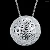 Pendants Classic 925 Sterling Silver Necklaces Charm Jewelry 18 Inches Hollow Ball Pendant Fashion Women Party Christmas Gifts