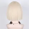 Short Straight Fashion lady Sexy Natural Fluffy Role playing Synthetic Bob short hair black and White women wig Ideal for daily work party Cosplay