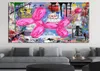 Canvas Pink ballon chien graffiti peinture mural images de dessins animés et affiches modernes décoratives pour le salon6344037