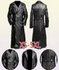 Men's Leather Faux Men's Duitse klassieker WW2 uniform officier Black Real Leather Trench Coat 2209224871053