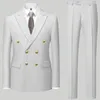 Fashion Mens Casual Boutique Doppelbrust Anzug Hosen MANS Business Jacke Blazers Copfhosen 2 PCs Set 240407