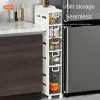 Cajón de cajón de piso a techo Kitchen multifuncional estante de funcionamiento para el refrigerador para el refrigerador extraíble y gabinete de almacenamiento de bocadillos deslizantes