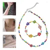 Chains Colorful Seed Beaded Coloured Glaze Choker Bracelet Ajdustable Clavicle Chain