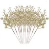 Fleurs décoratives 12pcs de Noël baies scintillantes tiges de faux choix de Noël Sticks Party Favors décoration Ornements pour arbre