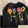 Kvinnors t-shirt t skjortor ebaihui t-shirt för kvinnor sommar 3d blomma broderier damer lös vit kort ärm rund hals ins drop deliv dhdwg