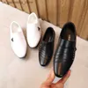 Sneakers Boys leather shoes spring and autumn corner toes formal dress British style black white childrens parties wedding apartments Q240412