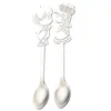 Coffee Scoops 2Pcs/set Stainless Steel Scoop Creative Cartoon Lovers Long Handle Spoon Kitchen Gadgets Tableware For Party Wedding Gift