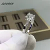 Klassisk 18K White Gold Brilliant Cut 1 Pass Diamond Tester D Color Cow Head Ring for Women Wedding Jewelry240412