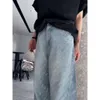 Grundläggande casual klänningar Vår/sommar Paris märke Full tryck diamantdesign Pure Cotton Loose Cresatile Wide Ben Jeans