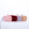 Kış için Velvet Debriyaj Çantası Sahte Tavşan Kürk Küçük Zincir Çanta Kafa Kırpan Kutusu Elmas Ring Tasarım Bayanlar Crossbody Akşam Çantaları