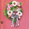 Decoratieve bloemen kerstdecoratie roze krans slinger hangende ornamenten voordeur muur decoraties vrolijke boom