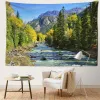 Streamside Forest Tapestry Wall Hanging Bohemian Peaks Natural Landscape Minimalist Art Eesthetics Room Home Decor