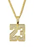 Hip Hop Number 23 Diamonds Pendant Halsband för män Golden Silver Alloy Rhinestone Luxury Halsband Kuban Link Chain Fashion Jewel6985485