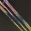 Smycken grossist hiphop design initial 3mm regnbågsfärg 10k/14k/18k riktig guld tennisarmband för fest