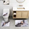 Shower Curtains Marble Curtain Bathroom Stone Grain Pedestal Rugs Toilet Cover Mats Durable Bath Carpet Washroom Decoration