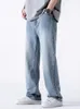 Spring Autumn Mens Jeans Pantalon de jean droit Banding Taist Cotton Streetwear LEG LOBLE LOBT COST CORST