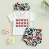 Ensembles de vêtements Western Toddler Baby Girl Vêtements Vêtements à manches courtes T-shirt Top Tassel Shorts Tenues Bandeau 3pcs Set