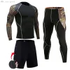 Set di tuta da compressione MMA Mens Sport Jogging Suet Rashgard Set Clothing Clothing Men Fitness Workout Stretto Secondo Skin Bottom