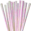 Disposable Cups Straws Pearlescent- Paper Pink Green Gradient- Drinking Wedding Birthday Party Decor Baby Shower Kid Dropship