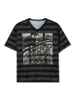 Kvinnors T-skjortor Kvinnor Lose Summer Tops Cartoon Mönster Stripe Print Kort ärm V-Neck Casual T-Shirt Clubwear