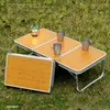 Camp Furniture Outdoor Folding Table Barbecue Bamboo Board Camping Portable Three Fold Self-driving Picnic