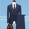 Men's Suits Blazers 2023 Spring New Mens Business Suit Casual Jacket Work Formal Plaid Groomsmen Groom Dress Blazers Coat Pants Vest 3 Piece Set