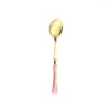 Łyżki Gold Coffee Spoon -Crade Dessert Tea Kitchen Strewa stołowa Akcesoria 410 Stal nierdzewna 25 g runda