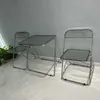 Modern Simple Home Dining Table and Chair Ins Style Transparent Chair Back Acrylic Folding Chair Mesa De Cozinha Furniture