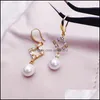 Impostazioni di gioielli Orecchini perle zirconi Orenatura oro Orenatura lunga Nappa adatta a 5-10 mm drop drop consegna dhgarden dhgarden dhgarden dhhve