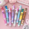 Pennen 20 stcs/veel schattig 10 kleuren balpen multicolor intrekbare pennen kawaii eenhoorn varkenspony kantoorbenodigdheden school briefpapier