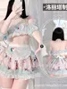 Casual Dresses Korean Fashion Sweet Women 2024 Dress Sexy Split Lolita Printed Maid Uniform Elegant H8PQ