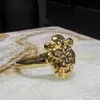 JBJD Vintage Jewelry Gold Plated Lion Head Kind Ring Wild Animals Unisex Accessories240412