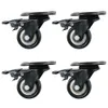 4 -stks kleine bovenplaat Castors Cabinet Wheels Laadcapaciteit 440 lbs Balck Swivel Wheels 2 "Plat Casters Table Casters