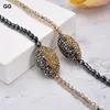 Colares pendentes Jóias GG Jóias de 55 "Black Hematite Golden Crystal Long Station Sweater Chain Colar for Women