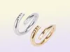 Kvinnor älskar ringar Titanium Steel CZ Diamond Designer Single Nail Ring European American Fashion Classic Casual Par Rose Gold Sil1167412