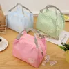 1PC Stripe Lunch Bag Insulated Cold Picnic Carry Case Portable Thermal Lunch Pouch Container Food Storage Bags 22x15.5x17cm