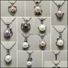 Pendant Necklaces 100% Freshwater Pearl Necklace Sliver Mix Styles Diy For Women Girl Jewelry With Chain Christmas Gift Drop Deliver Dhjdp