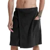 Mens mannelijk badhuis douchekamer elastische tailleband badhanddoek met zak strand huis badkok koraal fleece bad rok