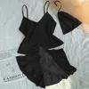 Ev Giyim İpek Pijamalar Set Kadınlar Saten Fırıltı Taklit Giya Kefsir Çamaşırı 2 Parça PJS Nightwear Seksi Cami Üstler Şort Lounge Setleri