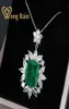 Wong Rain Vintage 100 925 Стерлинговое серебро создано Moissanite Emerald Gemstone Свадебное ожерель