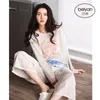 Abiti da casa autunno cotone donna pigiama versione coreana da donna sciolto da donna a maniche lunghe mobili a gamba ampia
