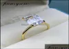 Solitaire Ring Rings smycken Pansysen Whiteyellowrose Gold Color Luxury 8x10mm Emerald Cut AAA Zircon for Women 100 925 Sterlin2190796